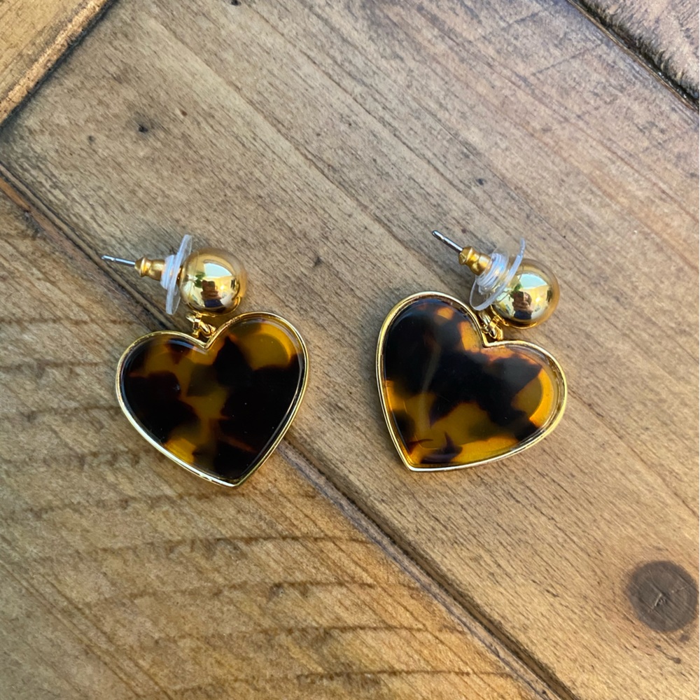 Tortoiseshell J. Crew Heart Earrings